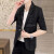 玛萨洛男士七分袖西服夏季百搭修身上衣男装潮流韩版2021新款中袖小西装 黑色 165/M