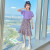 堡乐格女童夏季套装适合4-16岁小女生穿的韩版洋洋气简约短袖+薄款碎花 白色上衣+碎花裙 110