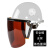 定制安全帽式电焊面罩烧焊工防护罩脸部面屏防飞溅打磨透明焊帽头戴式柯思捷 安全帽(白色)+支架+茶色屏
