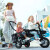 哈富龙（HAFULONG）儿童三轮车双人双座宝宝脚踏车双胞胎手推车婴儿轻便溜娃童车大号 粉色钛空轮安全带+遮阳伞+后护栏