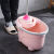 塑料老式墩布桶旋转拧水单桶手动挤水桶手压地拖桶拖地拖把桶 加厚款粉色(一个桶两个拧干器)