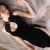 女式开叉透明性感透明旗袍套装 黑色 均码(80-120斤)