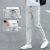 HKSH夏季休闲裤薄款青少年速干运动裤子男士学生直筒长裤宽松潮流白 黑色 27 (78-88斤)