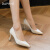 达芙妮（DAPHEN）高跟鞋女2022新款女鞋时尚设计感尖头细跟单鞋气质百搭女鞋 米白色 38