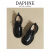 达芙妮（DAPHNE）乐福鞋女2024新款秋季黑色小皮鞋厚底小个子增高单鞋松糕鞋 黑色 35