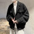 潮至（CHAOZHI）大码小香风褶皱肌理感外套男春秋款小众设计感英伦雅痞工装夹克 黑色 m95至115斤可穿