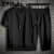ZPOLJ套装男夏季短袖七分裤两件套吸汗透气宽松大码休闲运动套装男 黑色套装 M建议80-100斤