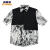 芮蔓菲（RUIMANFEI）中国风水墨衬衫男士夏季冰丝垂感衬衫2024新款男装上衣休闲五分袖 黑色 XL