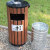 定制适用钢木垃圾桶单桶校园户外景区工业大号果皮箱环卫室外垃圾收纳圆桶 橘红色