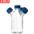 京洲实邦 流动相液瓶 实验室螺口储液试剂瓶 四口/含无孔蓝盖500ml ZJ-1348