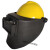 高空作业电焊帽式面罩配安全氩弧焊头戴式焊工卡扣全脸防护 弹簧卡扣面罩+PE安全帽（黄色） +2个镜片 编号