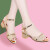 西相情凉鞋女2024夏季新款女鞋子粗跟高跟鞋一字式扣带凉皮鞋中跟妈妈鞋 金色   （标准尺码） 39