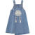佩唯莉女童2024新款春装套装女宝国风牛仔背带裙儿童洋气春季两件套 蓝色牛仔裙 100cm