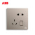 ABB开关面板插座，墙壁USB五孔双控插座，轩致系列朝霞金 五孔带开关插座