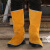 电焊工牛皮护脚套耐高温防火花烫焊工防护装备鞋罩盖阻燃隔热护腿 黄色系带短款