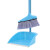 安达通 扫把簸箕套装 工厂车间地面清洁工具塑料扫帚畚箕组合两件套 蓝色