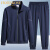 韩酷森高端品牌休闲运动套装男新款立领开衫外套男士大码运动服两件套 B325-W3219 深蓝色 XL码 115-135斤