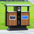 不锈钢小区分类防腐木边单桶室外环卫垃圾桶垃圾箱户外街道果皮箱 MX-D4808 咖啡色木条