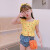GUBPMTSHIM韩国儿童泳衣女孩2024新款可爱比基分体儿童游泳衣女童宝宝泳装 黄色樱桃比基尼 S号(20-28斤)