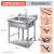 不锈钢水槽单双三槽带支架厨房洗菜盆洗手盆洗碗池水池商用 1005080cm双槽经济款