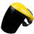 切割机面罩打磨防护罩砂轮机角磨机面部全脸电焊工头戴式护具透明 黄顶面屏绿色 S