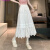 LARI BASON高腰白色蕾丝蛋糕A字半身裙女春季2024新款中长款小个子公主裙子L 白色 S