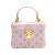 酷奇袋鼠（KUQIDAISHU）轻奢高级感真皮粉色压花盒子包可爱感手提水桶包单肩斜挎包女洋气 粉色 专柜礼盒礼袋包装