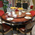 莎庭 美式实木手绘餐桌椅组合带转盘圆形餐桌餐椅欧式成套家具一桌六 餐桌
