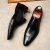 NIUPILI男士皮鞋夏季新款商务正装尖头英伦头层牛皮套脚布洛克镂空单鞋潮 黑色 39