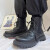 法鲁格BEBOYFRIEND切尔西马丁靴男女同款英伦风中帮短靴子夏季增高黑色 黑色 38