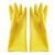 雨林军 牛筋乳胶手套 工厂防油防水橡胶手套 黄色 单位：双 M码 