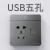 开关面板 绎尚萤光灰LED灯16A五孔插座一开双开关USB单控双切 2.1A单USB五孔