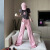 ED香港潮牌粉色时尚休闲运动套装女夏季网红炸街减龄洋气短袖阔腿裤 图色两件套 S