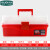老A(LAOA)12.5英寸糖果色家用透明塑料三层五金工具箱收纳箱 14.5‘’红色