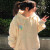 轶恬卫衣女秋季高中生带帽连帽少女秋冬季穿的韩版学生宽松加绒上衣 奶黄色 (春秋薄款) XL105-125斤