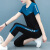 NY-EMMA运动套装女夏季薄款短袖休闲时尚中年洋气显瘦减龄跑步服两件套 7786蓝色（七分裤套装） XL(建议110-125斤)