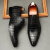 NIUPILI/牛皮李男士尖头皮鞋商务正装头层牛皮系带英伦黑色石头纹青年结婚单鞋子 黑色 36