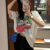 /纯棉220克趣味减龄短袖T恤女韩范夏季小众卡通百搭上衣 71253白色 M(80-100斤)