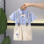 南极人（Nanjiren）童装儿童西装套装男童夏装一岁宝宝衣服夏季中小童花童西服两件套 蓝色 80cm