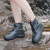 鸣固 成人款时尚防雨防滑防水雨鞋套男女加厚耐磨雨鞋套 防雨鞋套 黑色 XXL MG-ZB-1780-6