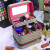 酷奇袋鼠品牌化妆包大容量收纳包外出随身便携化妆品收纳盒旅行小型化妆箱 蓝色大号(双层)