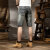 香港高端潮牌牛仔短裤男弹力修身直筒五分裤复古做旧时尚休闲中裤 617款 36（2尺8）