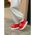 梦彩琳保暖加绒创意魔术贴子棉鞋冬韩版s潮时尚红色雪地靴女 红色创意魔术贴 24-25内长约16.5cm