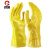 厚创 浸胶手套 工业橡胶棉毛磨砂防水 黄色一双装