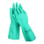 安思尔 37-176 抗溶剂丁腈胶棉植绒防化手套平直袖口 绿色 8码 12副/包 1包装
