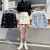 壹源港2024年新款牛仔短裙女韩版设计感学生夏季百搭高腰A字显瘦半身裙 黑色 S80-95斤