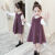 贝罗鼠（BEILUOSHU）女童2023春秋套装洋装新款韩版儿童时尚两件套背心裙女孩公主裙 桔色 100cm