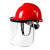 耐高温防护面罩防护面具配安全帽弹簧防飞溅电焊防粉尘劳保打磨屏 (透明保护膜)PVC面屏+铝支架+安全帽(颜色随机