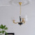 名尊中古artdeco黄铜玻璃卧室吊灯 美式复古法式卧室餐厅客厅灯 3头-柚木色(白蜡木)-奶油色灯罩
