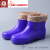 XMSJ3541码牛筋底高筒雨鞋女加绒保暖防滑水鞋胶鞋中筒雨天防水雨靴 高短筒紫色+加绒 37
